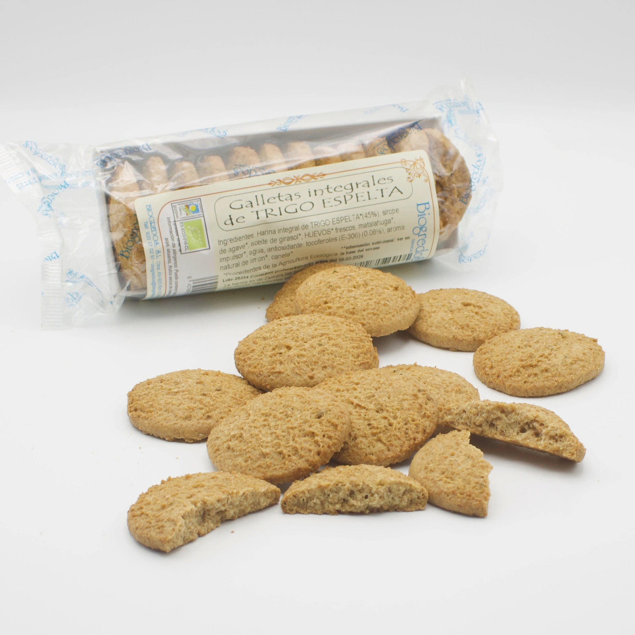 galletas integrales de trigo espelta ecológicas envasadas y unas pocas a granel