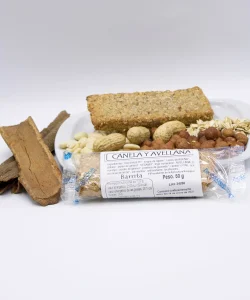 barrita de canela y avellana ecológica Biogredos envasada