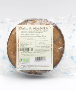 pastel de almendra ecológico envasado