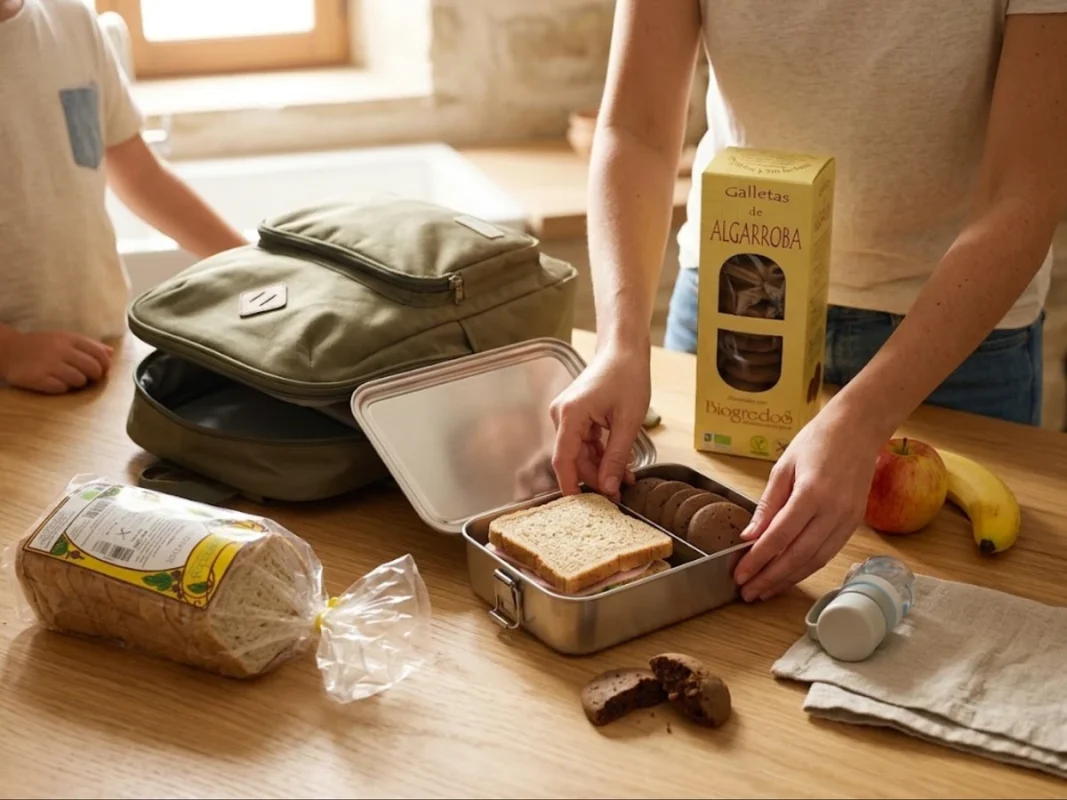 preparando fiambrera para la merienda sin gluten con productos sin gluten